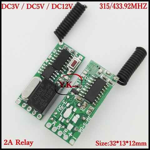 DC3V 3.3V 3.7V 4.2V 5V 12V 2A Relay Mini Remote Switch Rx only ASK Smart Home Broadlink RF App wireless Switch NO COM NC Contact ► Photo 1/5