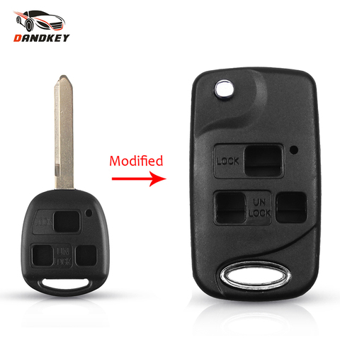 Dandkey Remote Car Shell Folding Flip Key Case Fob 3 Buttons For Toyota Celica Avensis RAV4 Prado Camry TOY47 Replacement ► Photo 1/6