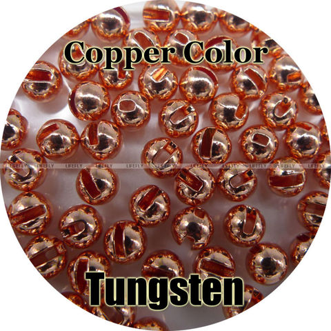 Copper Color, 100 Tungsten Beads, Slotted, Fly Tying, Fishing ► Photo 1/1