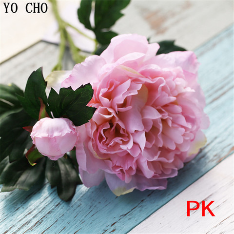 YO CHO Christmas Decoration For Home Artificial Peony Flower 2 Head Wedding Decorations High Quality Silk fake Peony ► Photo 1/6
