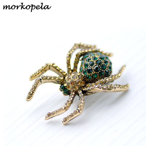 Morkopela Spider Rhinestone Brooch Fashion Men Women Suit Brooches Pin Jewelry Best Gift Costume Clothes Pins Accessories ► Photo 1/6