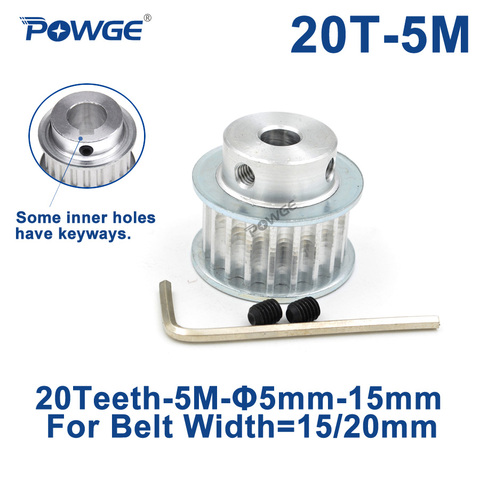 POWGE 20 Teeth HTD 5M Synchronous Pulley Bore 5/6/6.35/8/10/12/14/15mm for Width 15/20mm HTD5M Timing Belts wheel 20Teeth 20T ► Photo 1/6