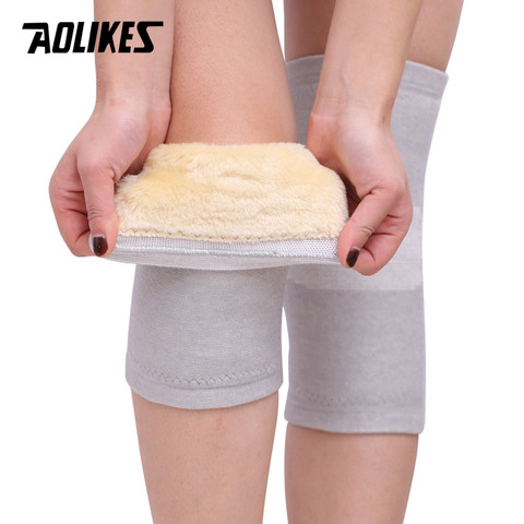 AOLIKES 1Pair Anti Cold Knee Pads Plus Gold Velvet Prevent Arthritis Keep Warm Knee Protector Support Breathable Thicken Kneepad ► Photo 1/6