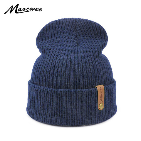 Women Men Crochet Beanie Hat Soft Warm Cap Autumn Winter Female Unisex Adult Knitted Solid Color Green Black Casual Skullies Hat ► Photo 1/6