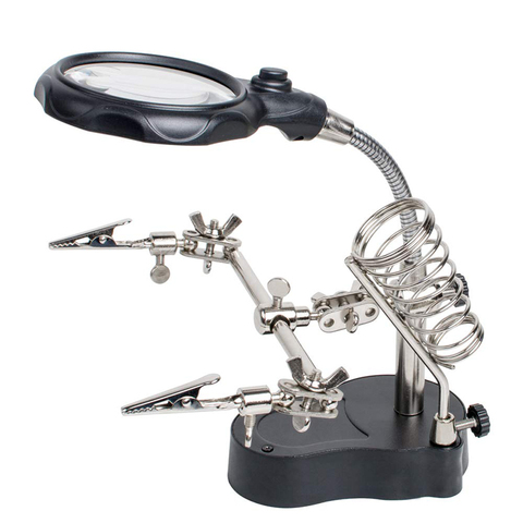 3 Hand Soldering Iron Stand Welding Tool With Illuminated Glasses LED Alligator Clip Holder Clamp Helping Hand Repair паяльная ► Photo 1/6