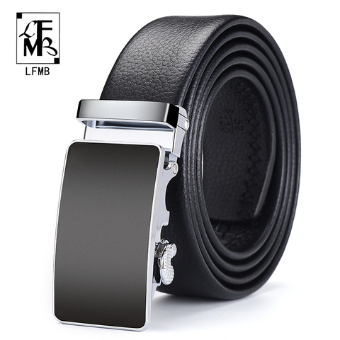 [LFMB]Men Belt Automatic Genuine Leather Luxury Black Belt Men's Belts Automatic Buckle High Quality belt cummerbunds Male ► Photo 1/6