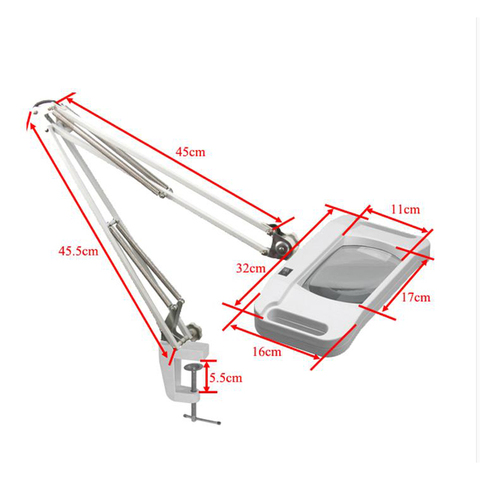 Green Glass 110V 5X Desk Table Lighting  LED Magnifier Lamp Light White Eye Protection Loupes Glass Lens Diopter Inspection ► Photo 1/1