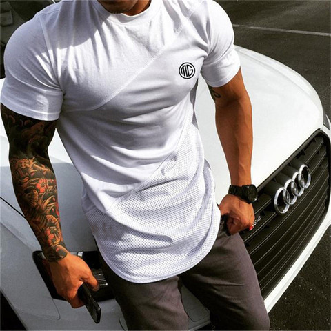 Brand Mens muscle T shirt bodybuilding fitness men tops cotton singlets Plus Big size TShirt Cotton Mesh Short Sleeve Tshirt ► Photo 1/6