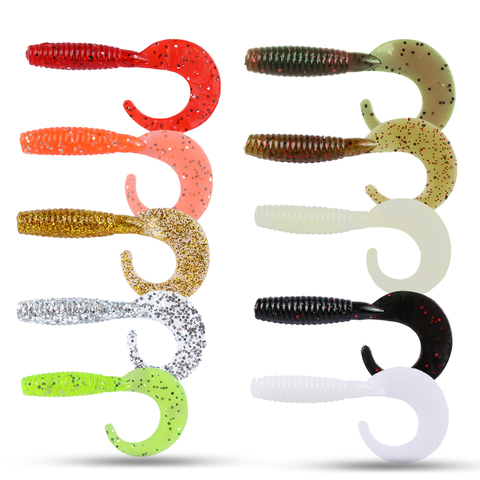 Goture 10pcs/lot Soft Fishing Lure Wobblers Silicone Artificial Bait Grub Worm Lures for Bass Trout Carp Fishing Lures 6cm 2g ► Photo 1/6