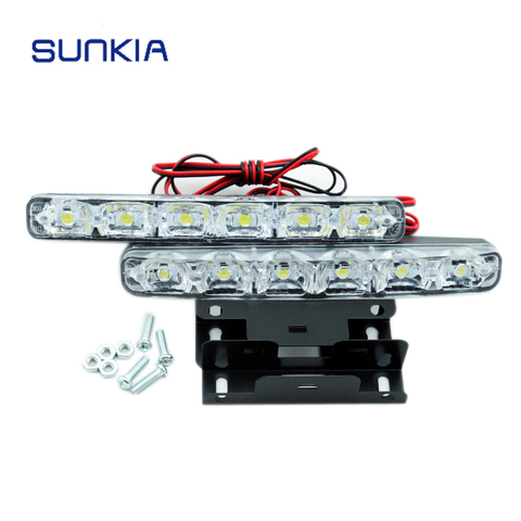 SUNKIA Super White 5050-6SMD 6W Universal Car Light Daytime Running Auto Lamp DRL Auxiliary Light In The Day ► Photo 1/5