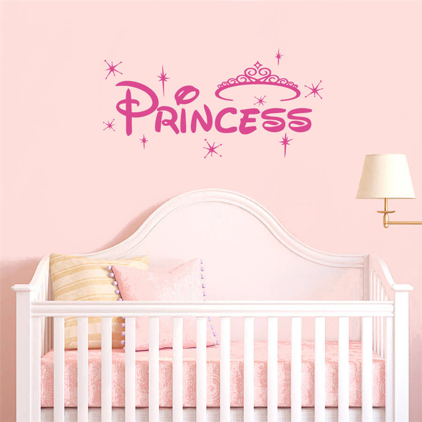Personalised Girl Children Nursery Bedroom Name Wall Sticker Wall Decal Princess 