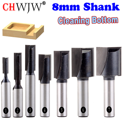 1PC 8mm Shank high quality Bottom Cleaning Straight/Dado Router Bit Set 5,6,8,10,12,16,18mm Diameter Wood Cutting Tool - Chwjw ► Photo 1/6