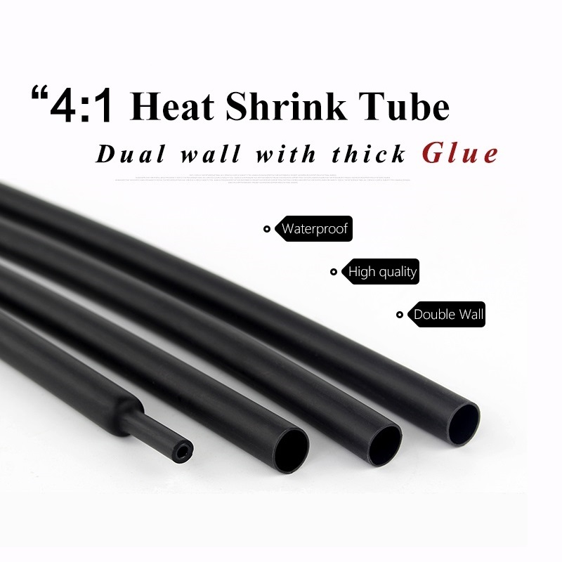 4mm 4:1 Black Heatshrink Heat Shrink Glue-Lined Tube Tubing Wire Sleeving Wrap