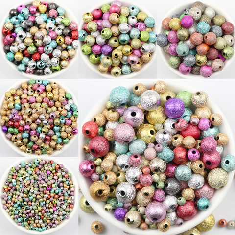 JHNBY 1000pcs Mixed Stardust Acrylic Foil beads 4/6/8/10/20MM Round Spacer Loose beads for Jewelry bracelet making DIY Findings ► Photo 1/6