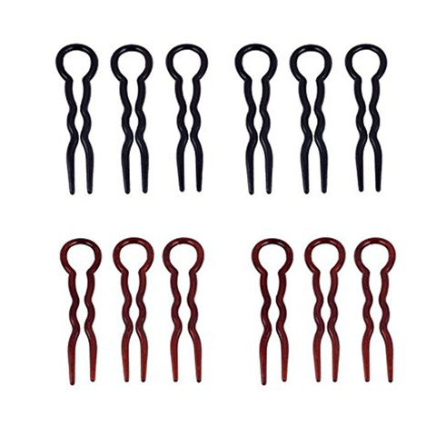 12pcs Simple Hair Pins Fast Spiral Hairpin U Shaped Hair Braid Twist Pins Styling Tool (Black & Coffee) ► Photo 1/5