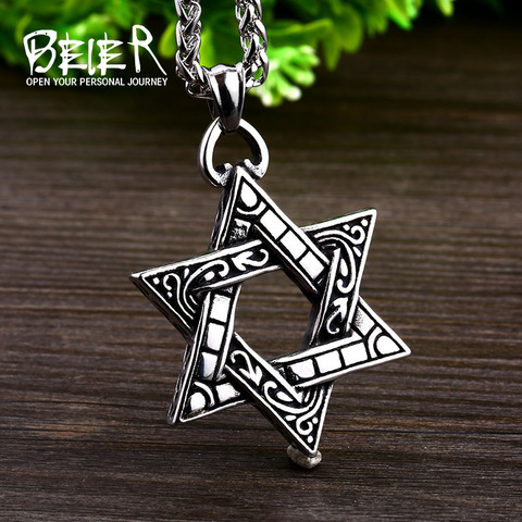 Beier 316L stainless steel Classic vintage star of David Men's pendant Six-pointed star religious  fashion symbol jewely LLMP005 ► Photo 1/6