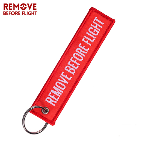Remove Before Flight Woven Key Ring Special Luggage Tag Label Red Chain Keychain for Aviation Gifts OEM Keychain Fashion Jewelry ► Photo 1/6