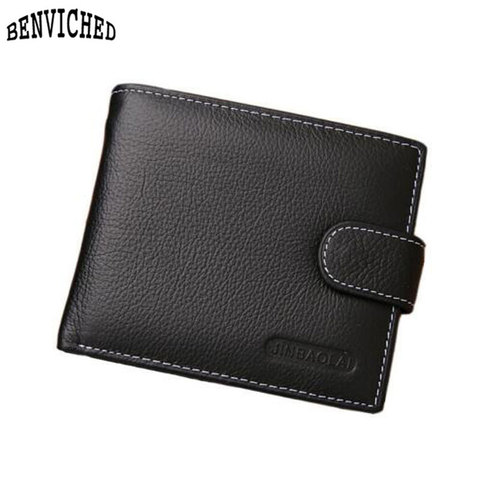 Cheap Genuine Leather Man Wallet With Coin Pocket Black Brown Famous Brand Men Wallets High Quality Leather Fashion Men's Purse ► Photo 1/6
