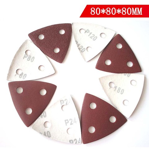 25Pcs Red Triangle 3 Holes Sandpaper 80x80x80mm Sanding Sheets 80/120/180/240/320/400 Grits for Wood Metal Polishing ► Photo 1/5