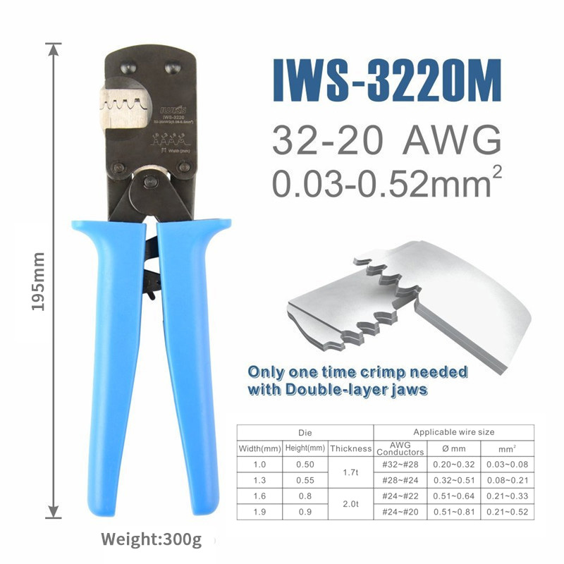 IWISS IWS-3220 Ratchet Crimping Plier Hand Crimper Tools for Narrow Pitch New 