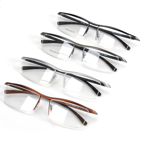 Browline Half Rim Titanium Metal Glasses Frame for Men Eyeglasses Fashion Cool Optical Eyewear Man Spectacles Prescription Frame ► Photo 1/5