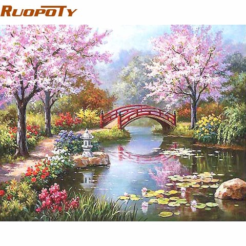 RUOPOTY Frame DIY Painting By Numbers Kits Coloring Paint On Canvas Hand painted Oil Painting Home Decor For 40*50cm Fairyland ► Photo 1/6