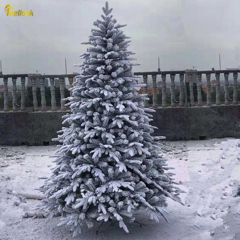 Teellook 1.2M / 3.0M Flocking Christmas Tree PE + PVC Large White Artificial Snowflake Landscape Tree Christmas Ornament ► Photo 1/4