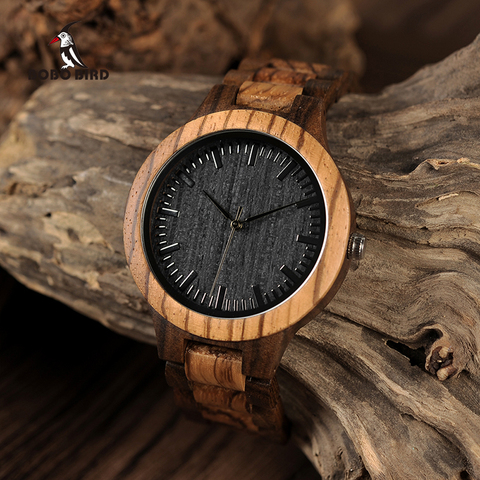 relogio masculino BOBO BIRD Wood Men Watch Zabra Wooden Timepieces Quartz Watches for Men Watch in Gift Box Accept Drop Shipping ► Photo 1/6