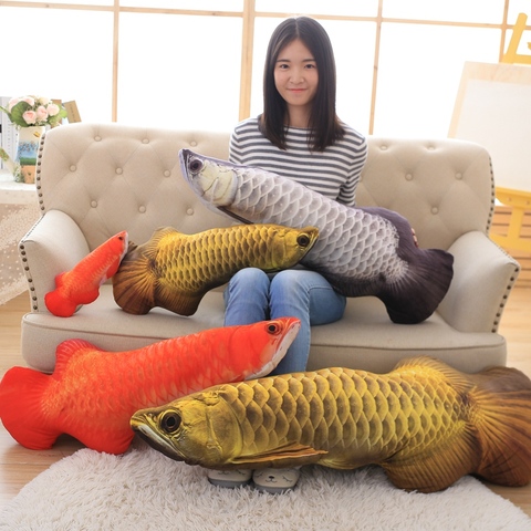 1pc 30cm Cute Simulation Gold Arowana Plush Toy Stuffed Cartoon Animal Fish Pillow Golden Fish Pillow Gift for Kids Children ► Photo 1/1