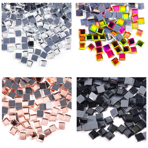 200pcs Colorful Mirror Square 5x5mm Super Bright Glass Crystals Hot fix Rhinestones Strass Hotfix Iron Use On Fabric Garment DIY ► Photo 1/6