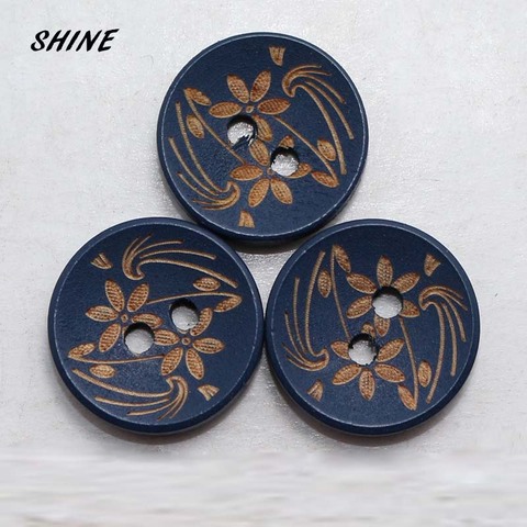 SHINE 50PCs Wood Sewing Buttons Scrapbooking Two Holes Laser Technology Flower 15mm Dia. Costura Botones Decorate bottoni botoes ► Photo 1/2