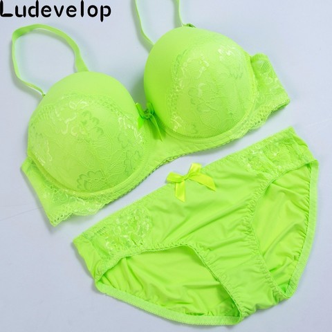 [Ludevelop]New Lace Embroidery Bra Set Women Plus Size Push Up Underwear Set Bra and Panty Set 34 36 38 40 42 DE Cup For Female ► Photo 1/6
