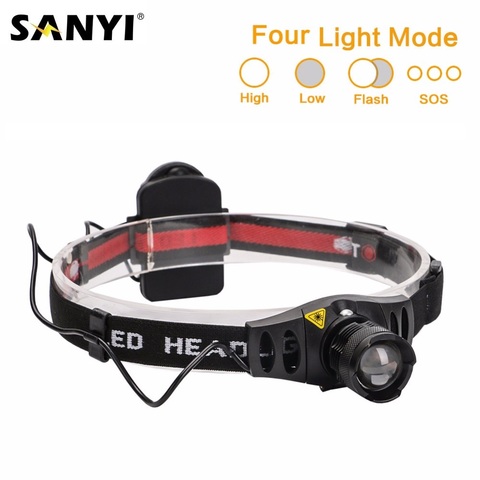 Mini Headlamp 4 Modes Waterproof LED Headlight Headlamp Super Bright 1200Lm Zoom Focus Torch Lanterna with Headband Use 3AAA ► Photo 1/6