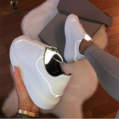 2022 Women Sneakers White Shoes Flat Platform Genuine Leather