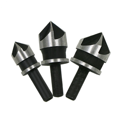 3pcs carbon steel 90 degrees round shank five-edge chamfer 12/16/19mm  countersink woodworking hole opene Punching ► Photo 1/5