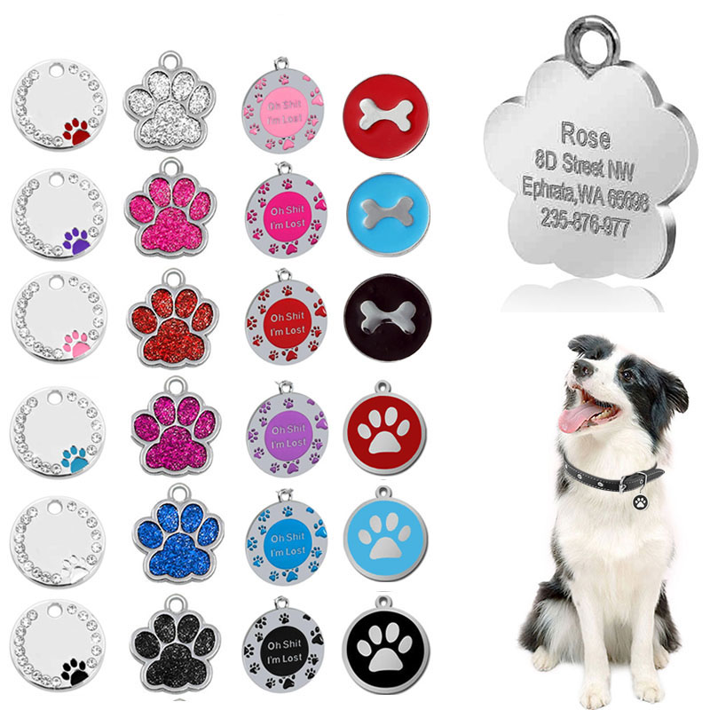 Buy Online Personalized Engraving Pet Cat Name s Customized Dog Id Collar Accessories Nameplate Anti Lost Pendant Metal Keyring Alitools
