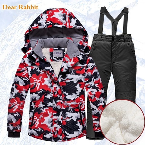 -30 degree Children clothing Set ski suit girl kids snowboard Waterproof outdoor thicken jacket pants boys clothes snowsuit teen ► Photo 1/5