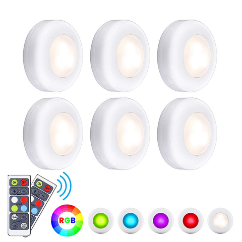 RGBW 16 Colors led Under Cabinet Lighting Dimmer & Timing Function led Puck Lights Night lamp For Cupboard Close Wardrobe ► Photo 1/6