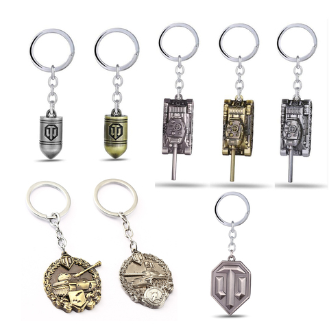 HSIC Game Jewelry World of Tanks Keychain WOT Metal Bullet Tank Badge Key Ring Pendant Car Bag Chaveiro Men Jewelry llaveros ► Photo 1/6