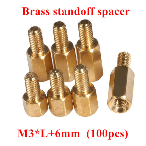 100pcs M3*4/5/6/8/10/12/14/15/20+6mm Hex Nut Spacing Screws Brass Threaded Pillar PCB Computer PC Motherboard Standoff Spacers ► Photo 1/4