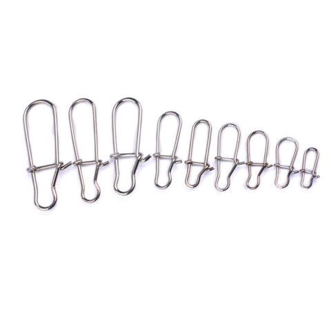 50pcs Hooked Snap Stainless Steel Fishing Barrel Swivel Safety Snaps Hook fishing accessories Accessories Connector Snap Pesca ► Photo 1/6