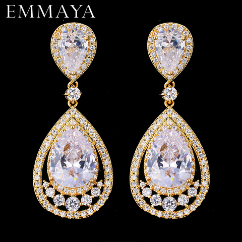 EMMAYA Classic Gold Color CZ Cubic Zirconia Dangle Drop Earrings Fashion Engagement Jewelry for Women Gift ► Photo 1/6
