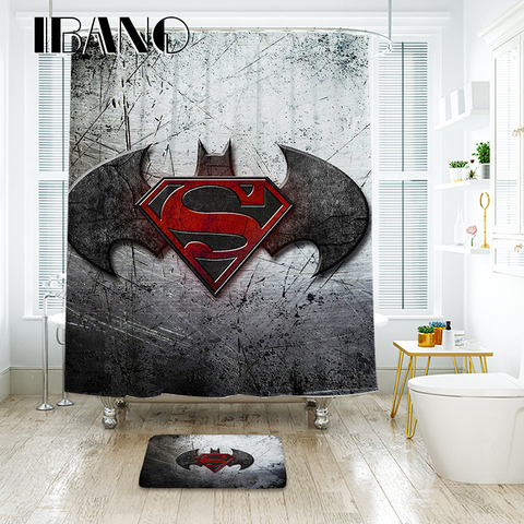 Ibano Batman Logo Shower Curtain, Superhero Shower Curtain Fabrics
