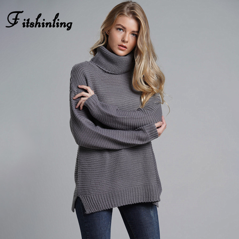 Fitshinling Fashion Woman Winter Sweater Knitwear Hot Sale 6 Colors Solid Women's Turtleneck Sweaters And Pullovers Jumper Sale ► Photo 1/6