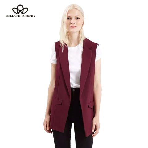 Bella Philosophy New Waistcoat Women No Button Black Jacket Women Sleeveless Blazer Jacket White Casual Outwear ► Photo 1/6