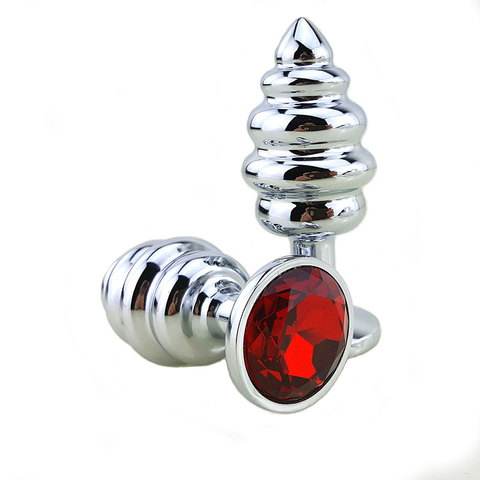 New  Metal Anal Plug 7 Colors Butt Plugs Toys Sex Toys for Women Stainless Steel+Crystal Jewelry Sex Products, Spiral Anal Beads ► Photo 1/6