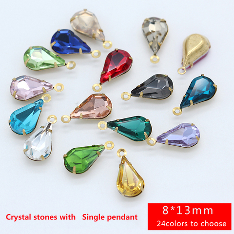 30p 8x13mm Teardrop crystal rhinestones Faceted Framed glass pendants connectors necklace earrings findings 1-loop Vintage Beads ► Photo 1/3