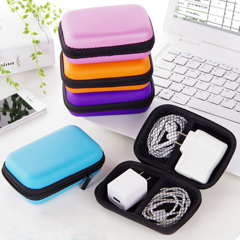 Headphones Storage Box USB Hard Case Earphone Bag Key Coin Bags Waterproof SD Card Cable Earbuds Holder Box round square shape ► Photo 1/6