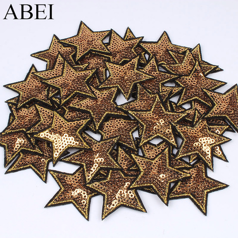 10pcs/lot Sequined Star Patch Glitter Stars Stickers DIY Fabric Appliques Embroidered Iron On Coats Jeans Pants Badge Accessory ► Photo 1/6