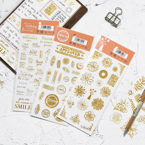 Creative Letter Postmark Greetings Decorative PET Golden Stickers Scrapbooking Stick Label Diary Stationery Album Stickers ► Photo 1/6